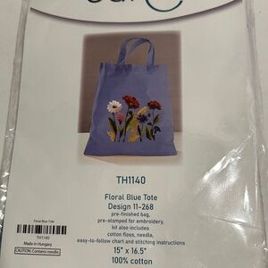 Floral Blue Tote Stamped Embroidery Kit by Dustin
